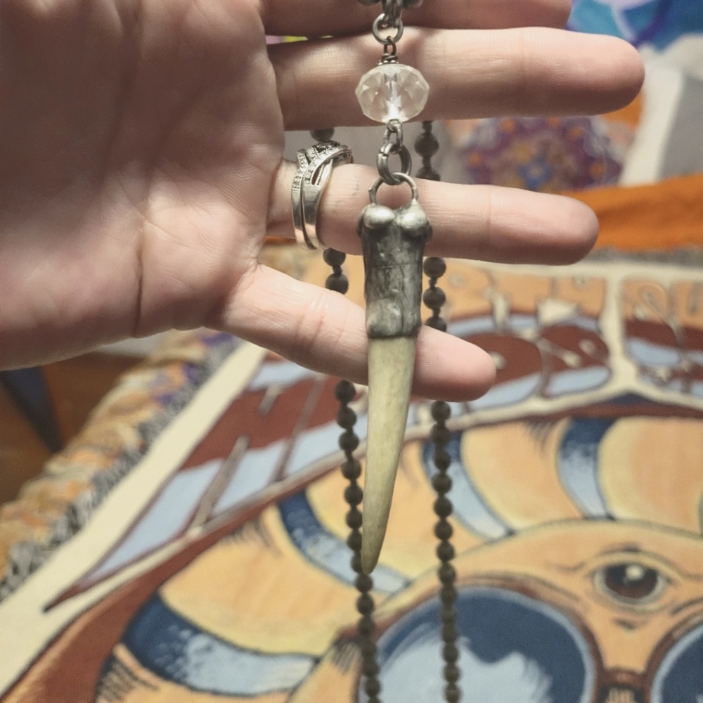 Bone silver ball chain necklace